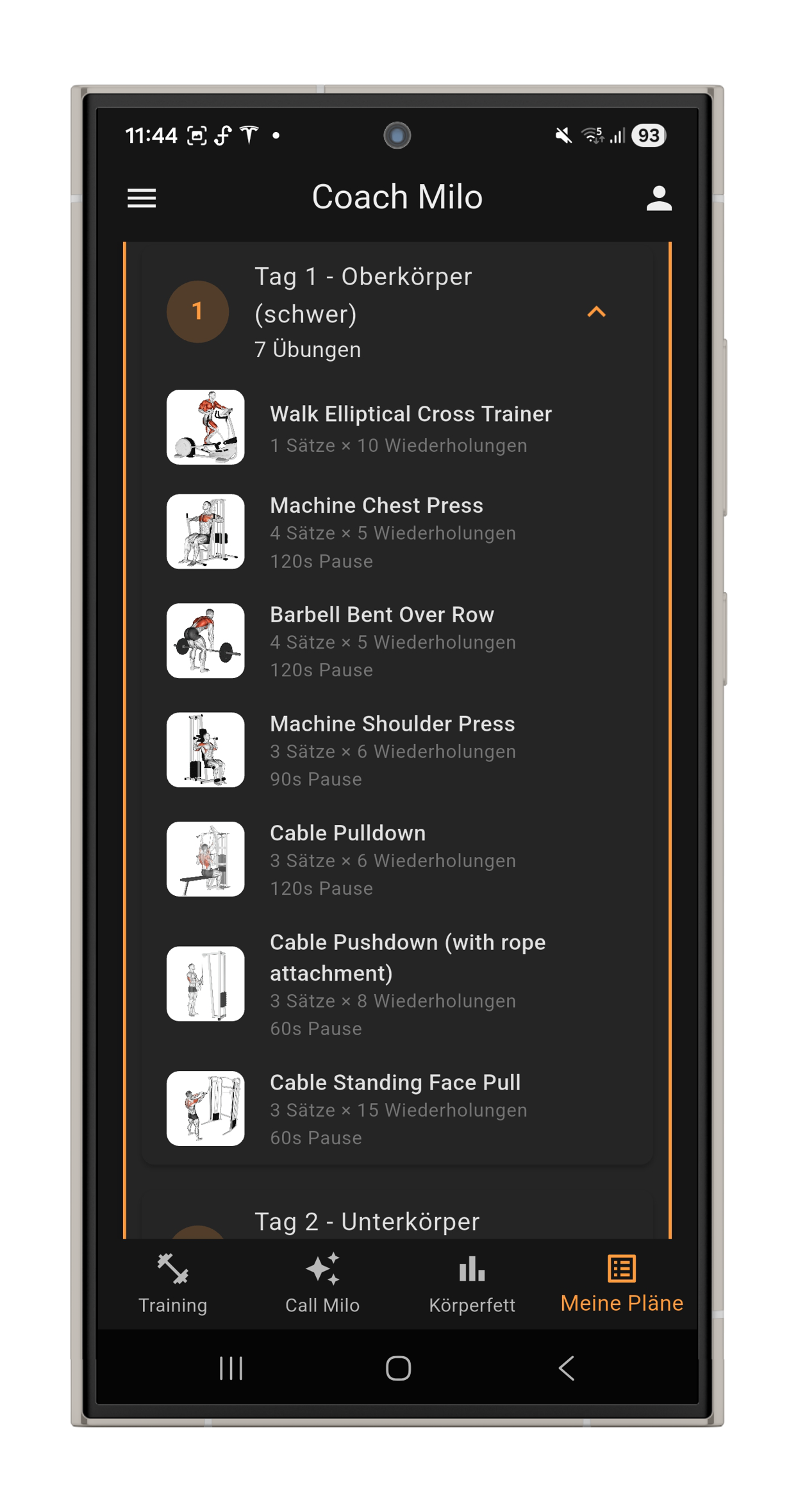 Your personal training plan